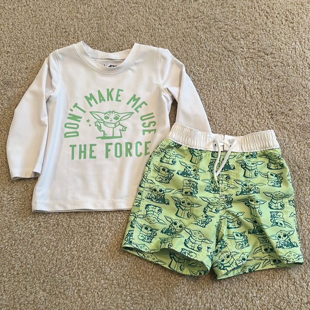Baby Gap Star Wars Swim Trunks and Rash Guard